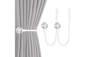 Groleca 2 Pieces of Curtain Tiebacks Curtain Tie Backs Wall Mount Heavy Duty Metal Curtain Holdbacks U Shaped Curtain Hooks w