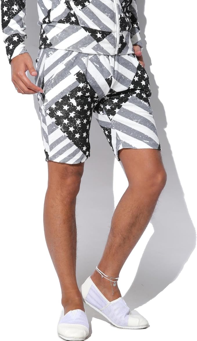 Amazon パイル地星条旗柄ショーツ パーカー別売り ショートパンツ メンズ ハーフパンツ ブラックl ショートパンツ 通販