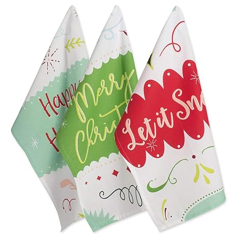 18x28 Set of 2 Decorative Oversized Kitchen Towels DII Cotton Christmas Holiday Dish Towels