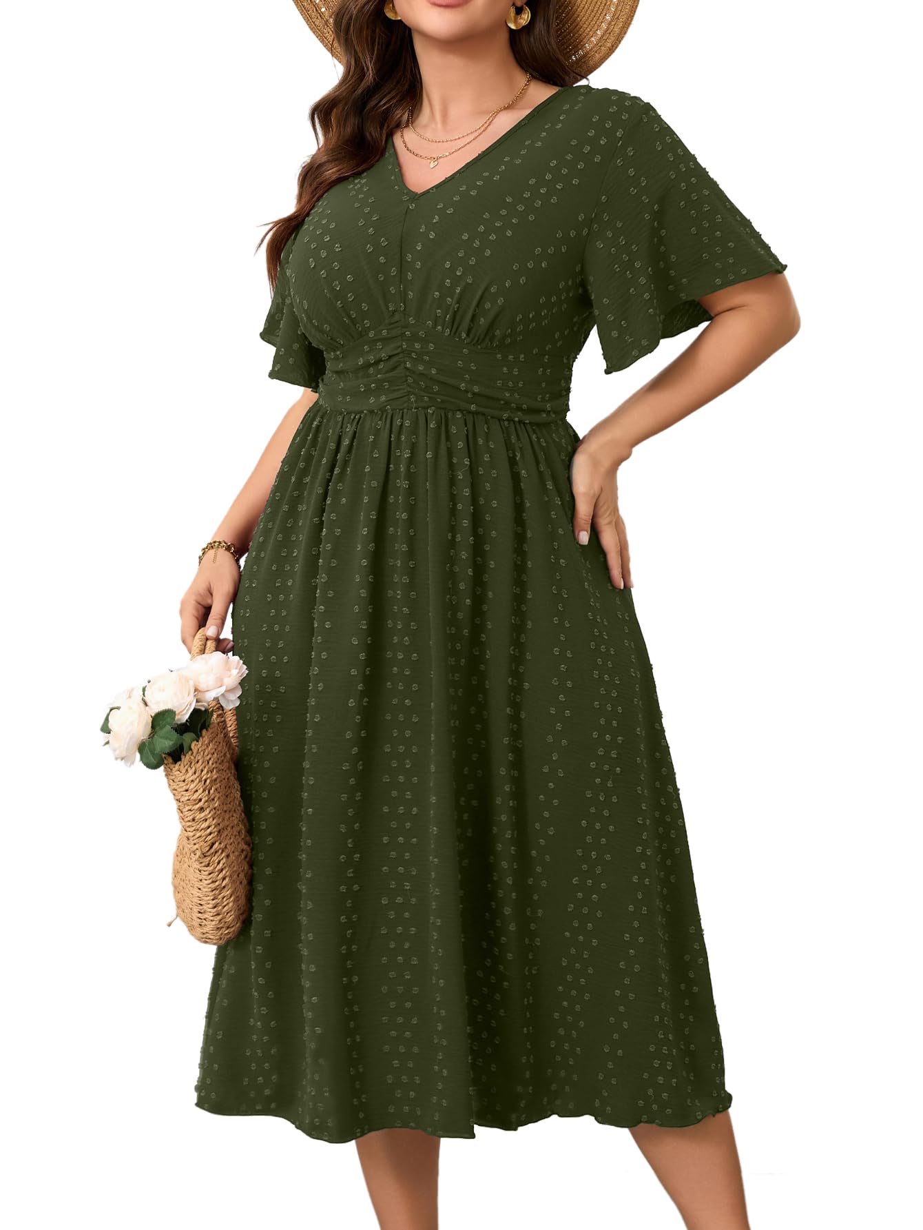 RWJ Women's Plus Size Maxi Dress V Neck Short