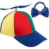 Framendino, Propeller Hat Detachable Helicopter Top Cap Brim Baseball Hats with Adjustable Bow Tie for Adult