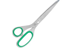 ALLEX Left Handed Scissors for Adult 7.8" All Metal Office Scissors for Desk, Japanese Stainless Steel Blade with Non-Slip Soft Ring, Green, Made in JAPAN