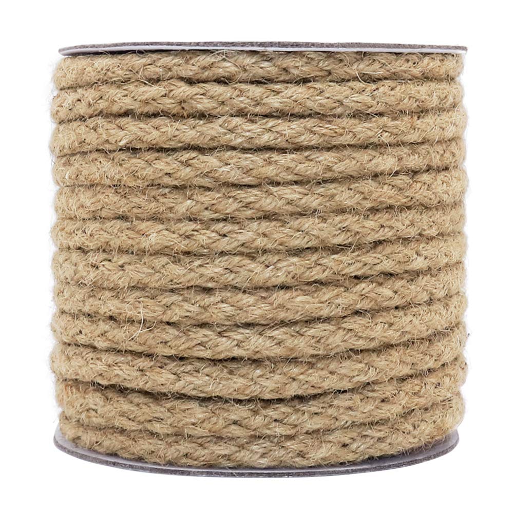 Tenn Well 8mm Jute Rope, 52 Feet Braided Jute Cord Thick Twine Rope for Crafting, Cat Scratching, Gardening and Decoration