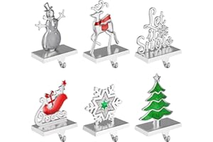 Homyplaza Christmas Stocking Holders for Mantle Weighted Metal Stocking Hangers Hooks for Fireplace Christmas Decorations (Set of 6)