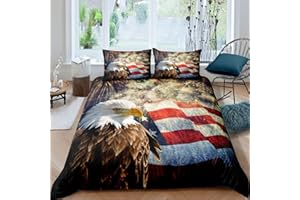 Erosebridal American Flag Comforter Cover Eagle Room Decorative Duvet Cover Firework Bedding Set Wildlife Soft Microfiber Breathable Quilt Cover 1 Duvet Cover with 1 Pillow Case Twin Size