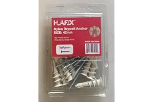 HLAFIX Fastener Self-Drilling Nylon Drywall Anchors with Screws Blister Kit, 15pcs Nylon Drywall Anchors +15pcs #8x1-1/4" Pan Head Screws