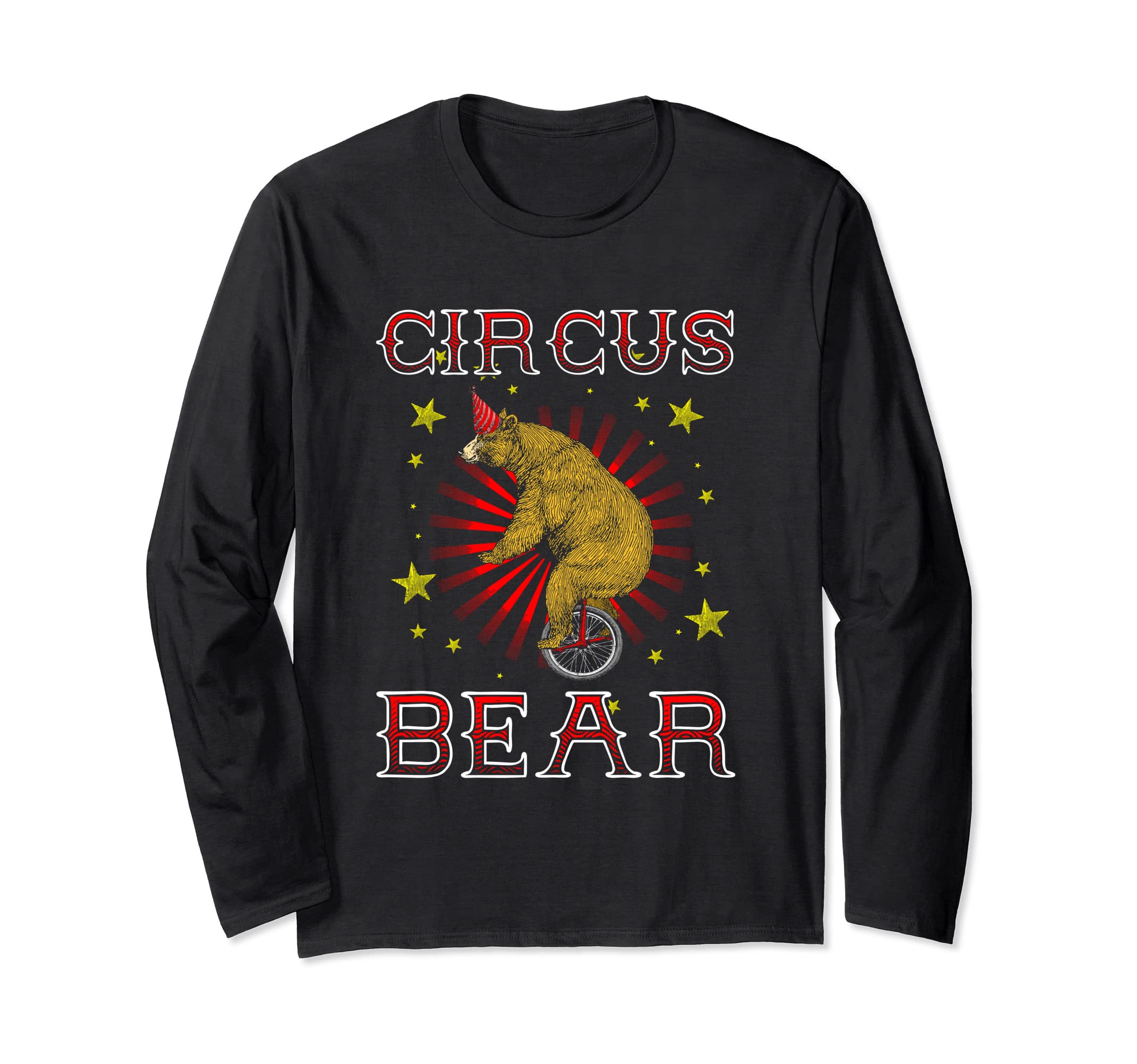 Funny Circus Bear Carnival Unicycling Trained Bear Animal Long Sleeve T-Shirt