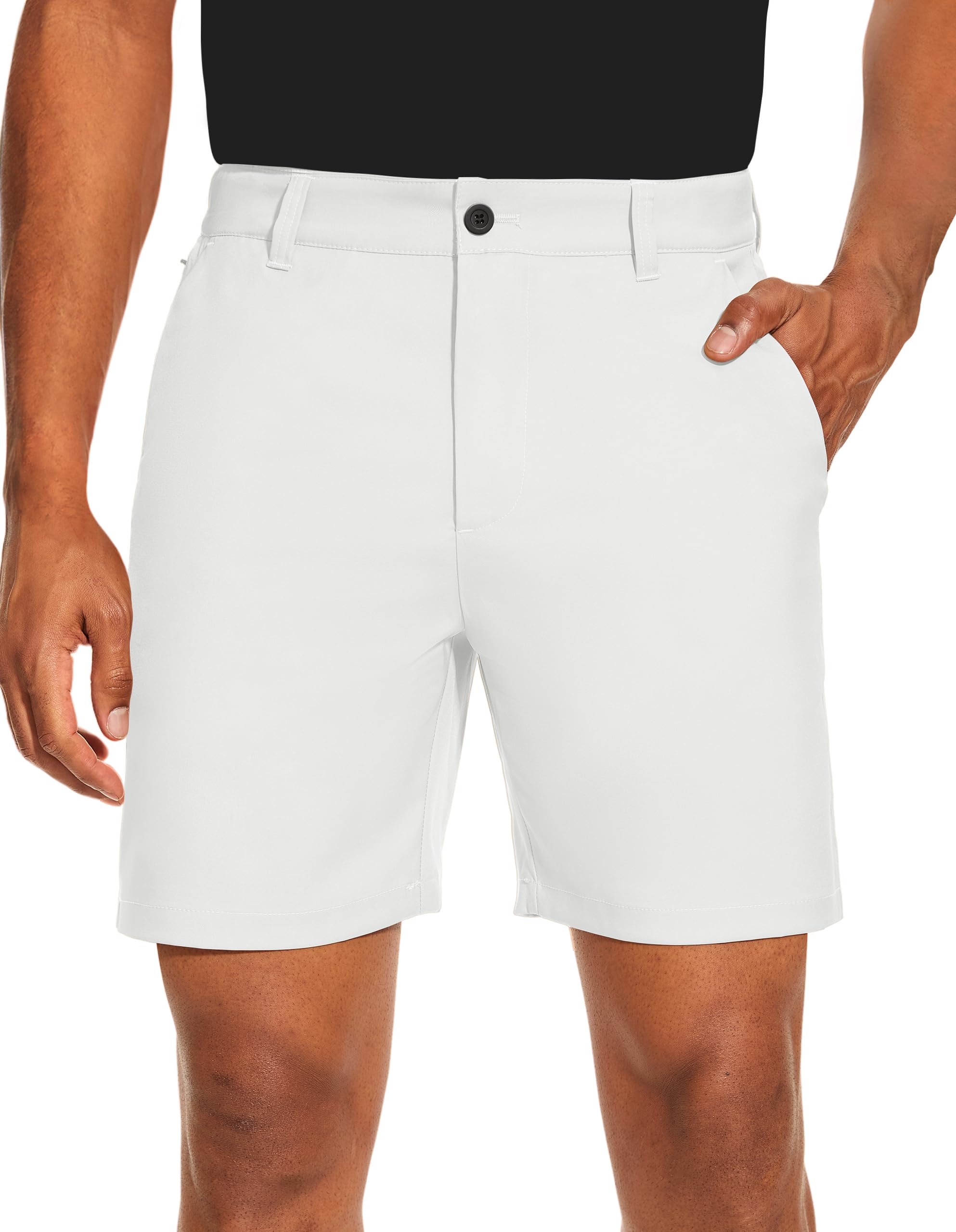 PULI Mens Golf Dress Shorts Business Casual Stretch Work Hiking Quick Dry Lightweight with Pockets White 38 Image