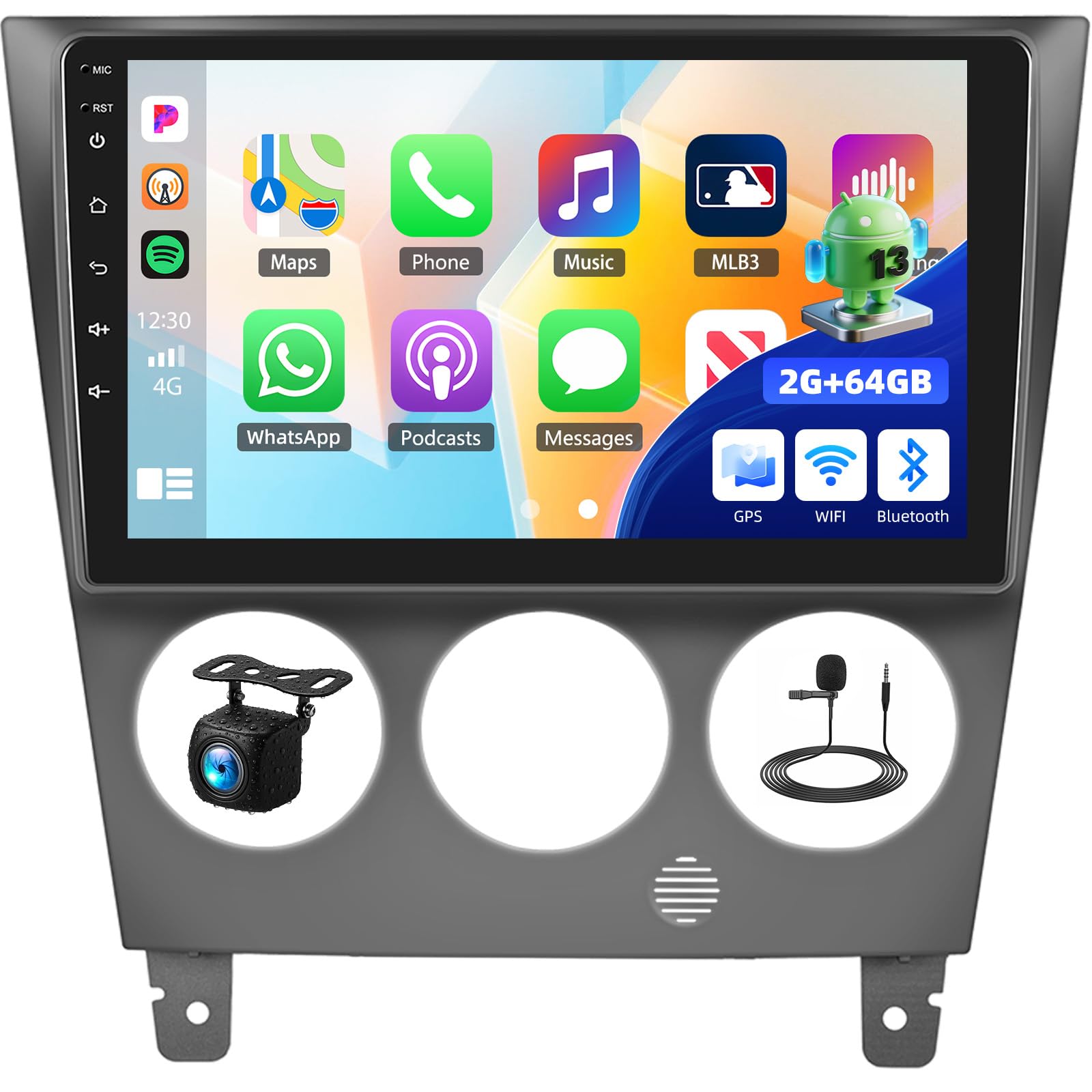 Photo 1 of UNITOPSCI 2+64G Android Car Stereo Radio for Subaru Impreza WRX STI 2003-2006 Wireless CarPlay Android Auto, 9'' HD Touchscreen GPS Navi WiFi Bluetooth EQ FM/RDS Mirror Link SWC Backup Camera+MIC