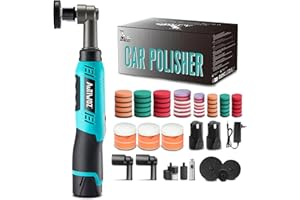 AUTIWOZ Cordless Mini Polisher, Micro Scratch Remover Buffer Polisher, 1/2/3 Inch 12mm Orbital/Rotary Mini Motorcycle Polisher for Car Detailing, 6 Speeds 2Pcs 2000mAh Li-Ion Batteries