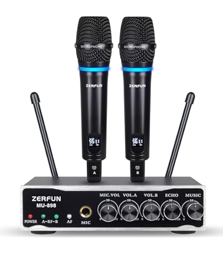 Amazon.com: ZERFUN 4 Channel Rechargeable Wireless Microphone