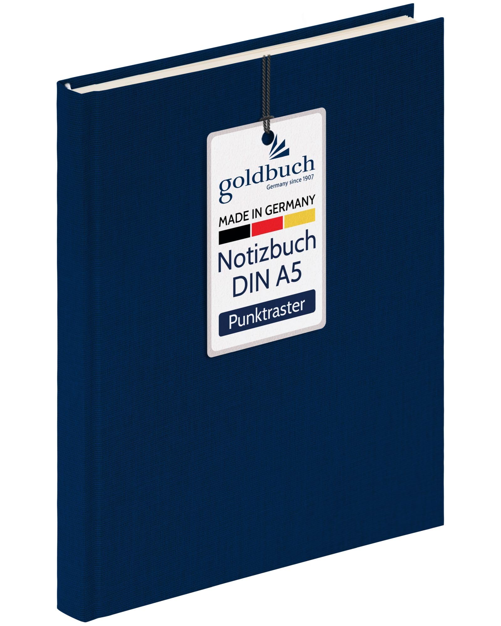 goldbuch 64 0102 Linen Notebook Summertime Note A5, Bullet Journal with 200 Pages Dotted Cream Paper 100 g/m², Acid- & Inkfast, Hardcover Notebook with Bookmark & Thread Binding Blue