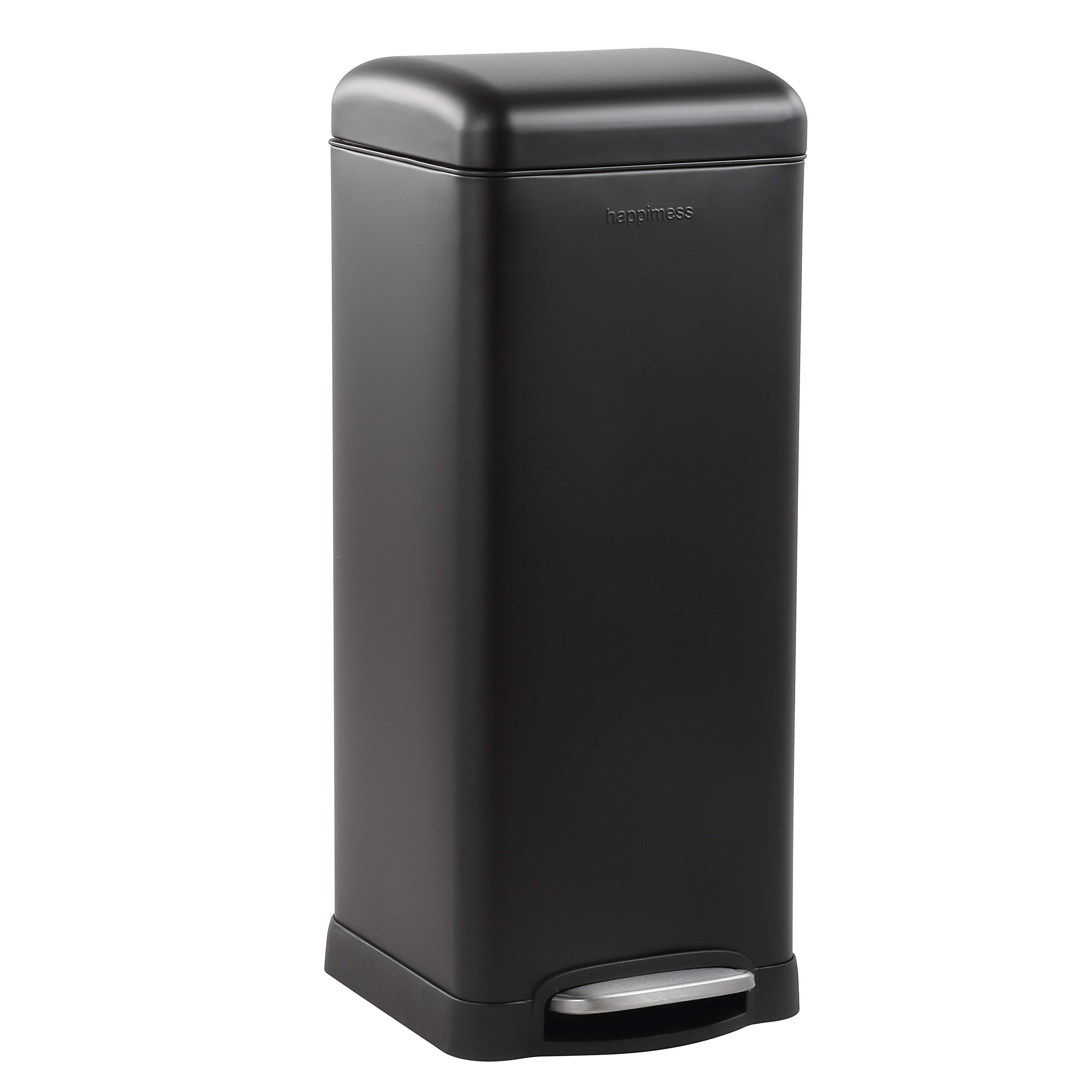 happimess HPM1007B Betty Retro 30-Liter Step-Open Trash Can for Home, Kitchen, Living Room, Dining Room, Bathroom, Office, Black