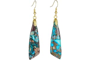 Plumiss Women Natural Stone Earrings Unique Healing Gemstone Energy Hypoallergenic Lightweight Dangle Drop Earrings Multiple Styles Earrings Jewelry for Birthday Party Gift