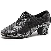 SWDZM Women's Ballroom Dance Shoes Closed Toe Lace-up Modern Rhythm Teaching Practice Dance Shoes