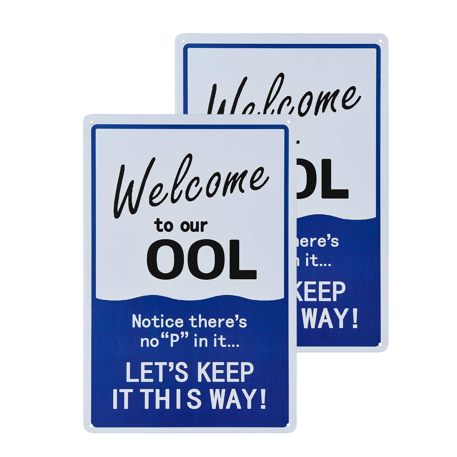 不适用 2 Pack Swimming Pool Sign, Welcome to Our OOL Sign, Pool Rules, Metal UV Printed, Easy to Mount Weather Resistant Long Lasting Ink
