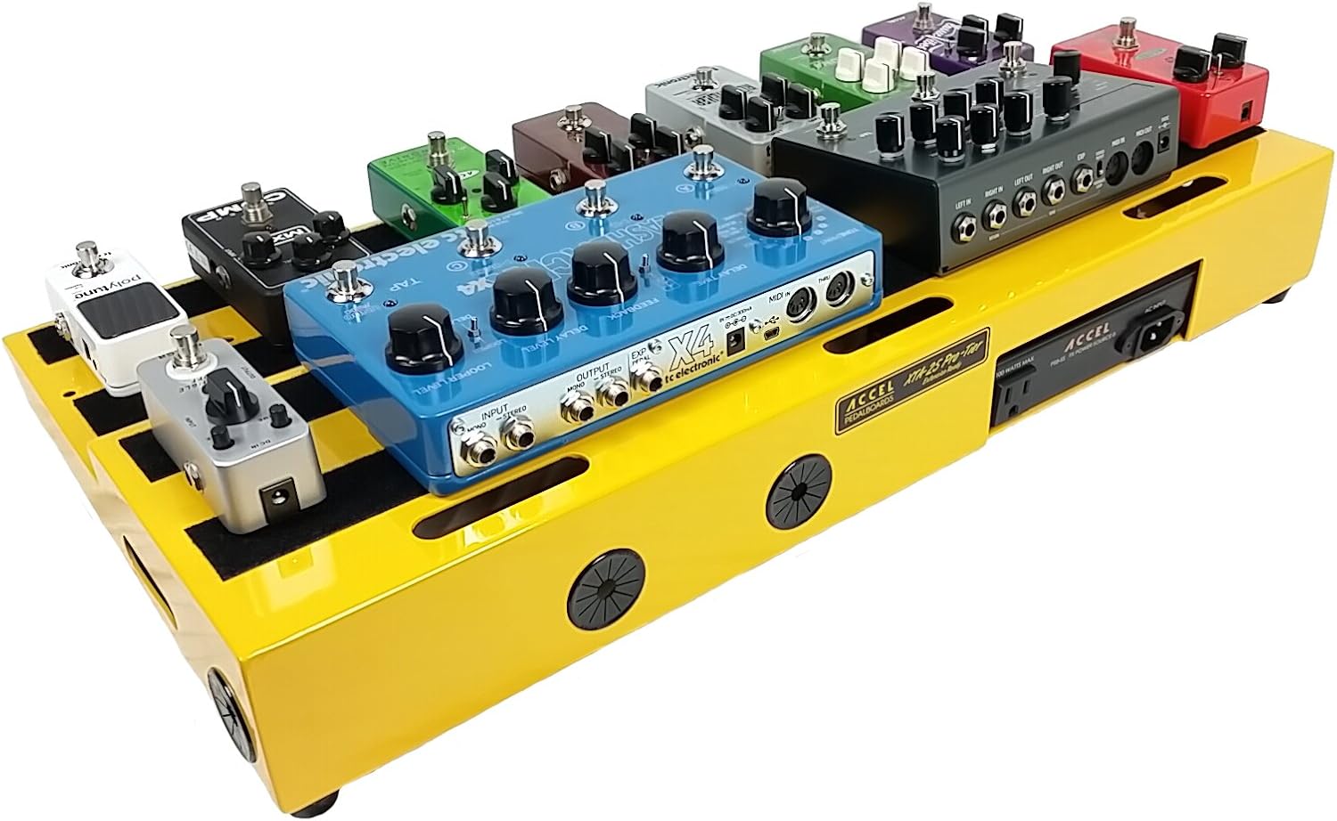 Accel XTA25 Pro Tier Guitar Pedal Board (Yellow) with Tote Musical