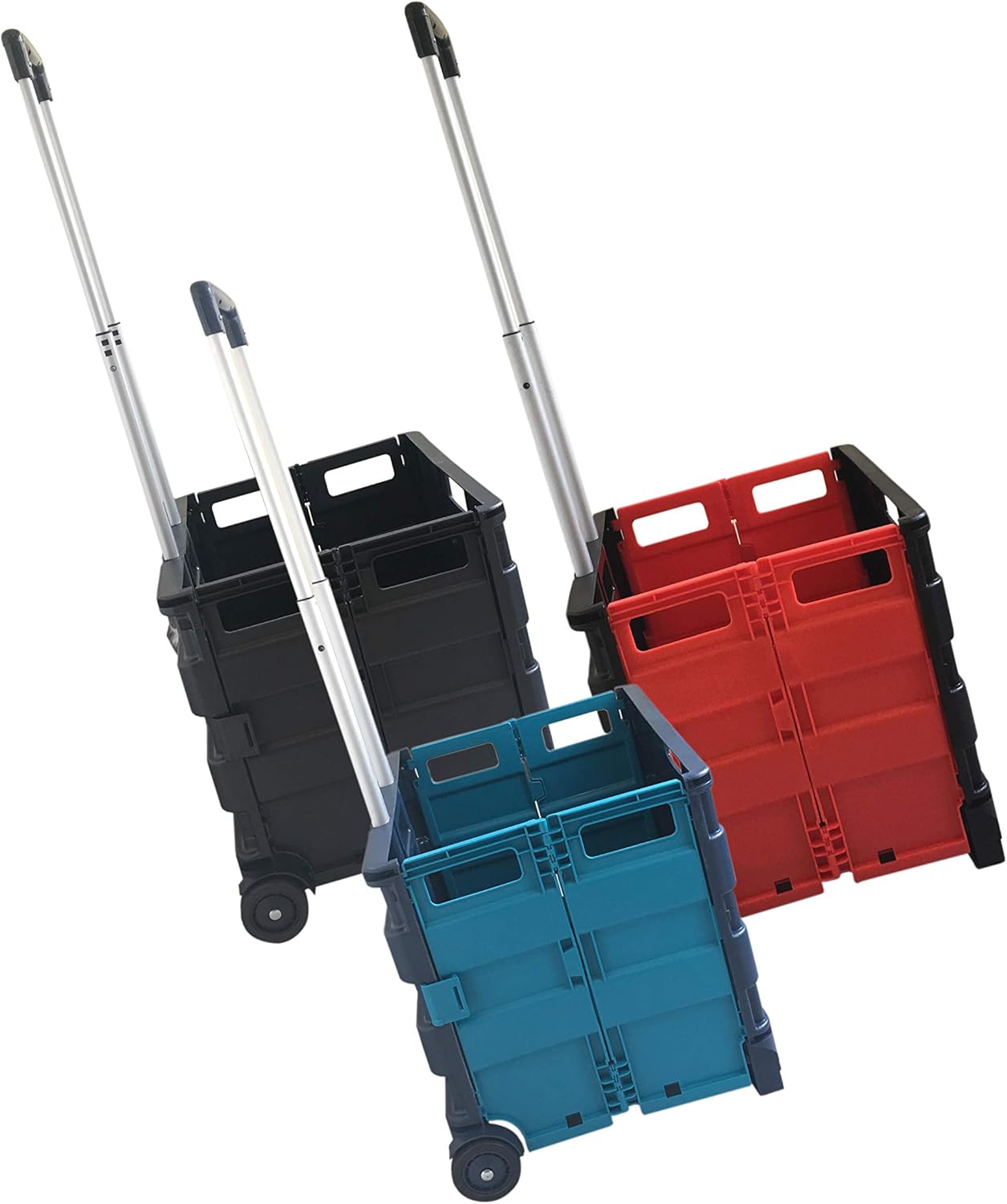 SECO Square Handle Large Foldable Plastic Trolley Cart - Black (ZY-LC-BKNEW)) : Office Products