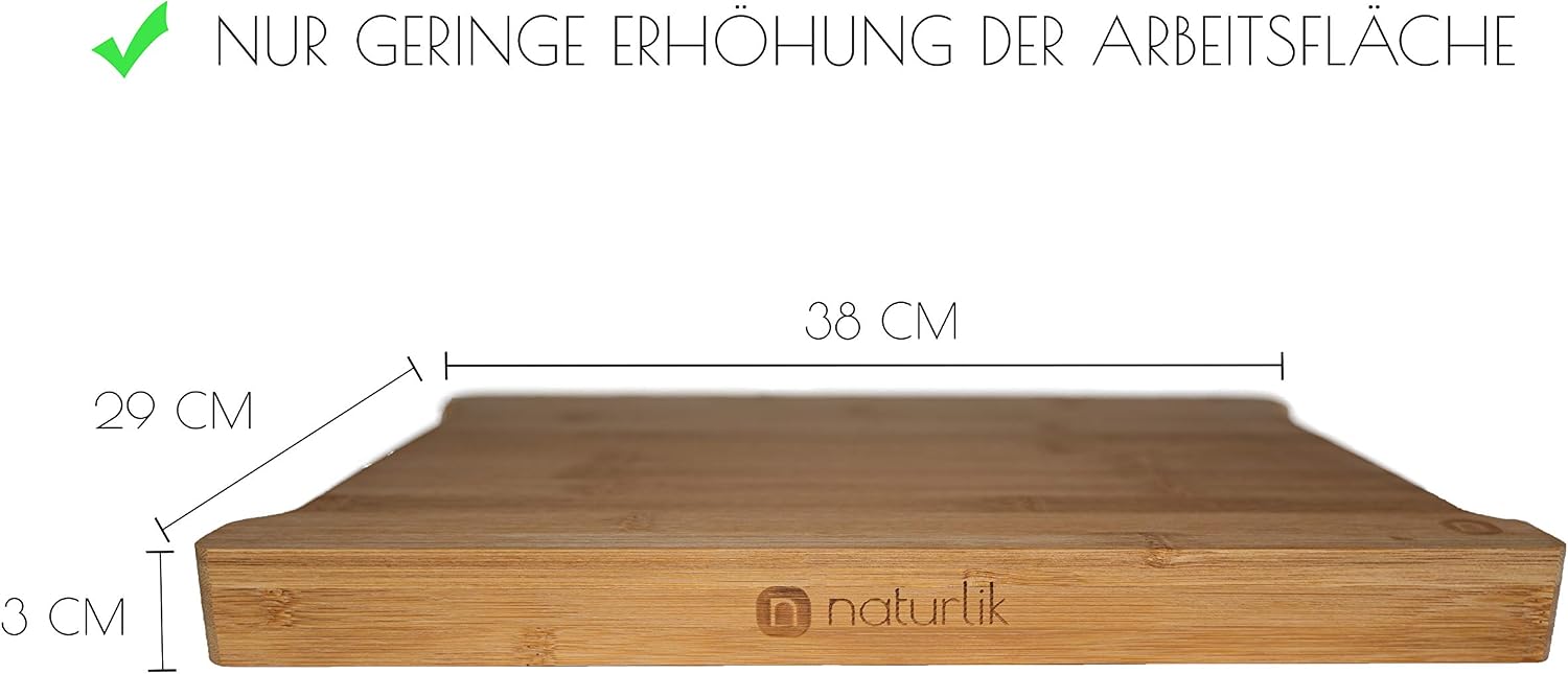 Naturlik Chopping Board Made of Bamboo Wood with 2 Magnetic Pull-Out Trays, Medium - Image 5