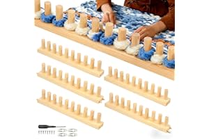 77" Chunky Knitting Blanket Loom, Adjustable Length and Portable Wooden Weaving Loom, Wooden Frame Easy to Handle for Making 