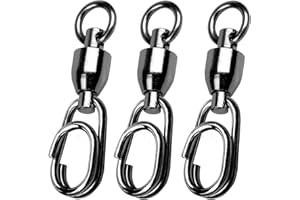 Atibin High Strength Snap Swivels Saltwater Ball Bearing Fishing Swivels Freshwater Stainless Steel Split Rings Fishing Black Nickel 30lbs-156lbs