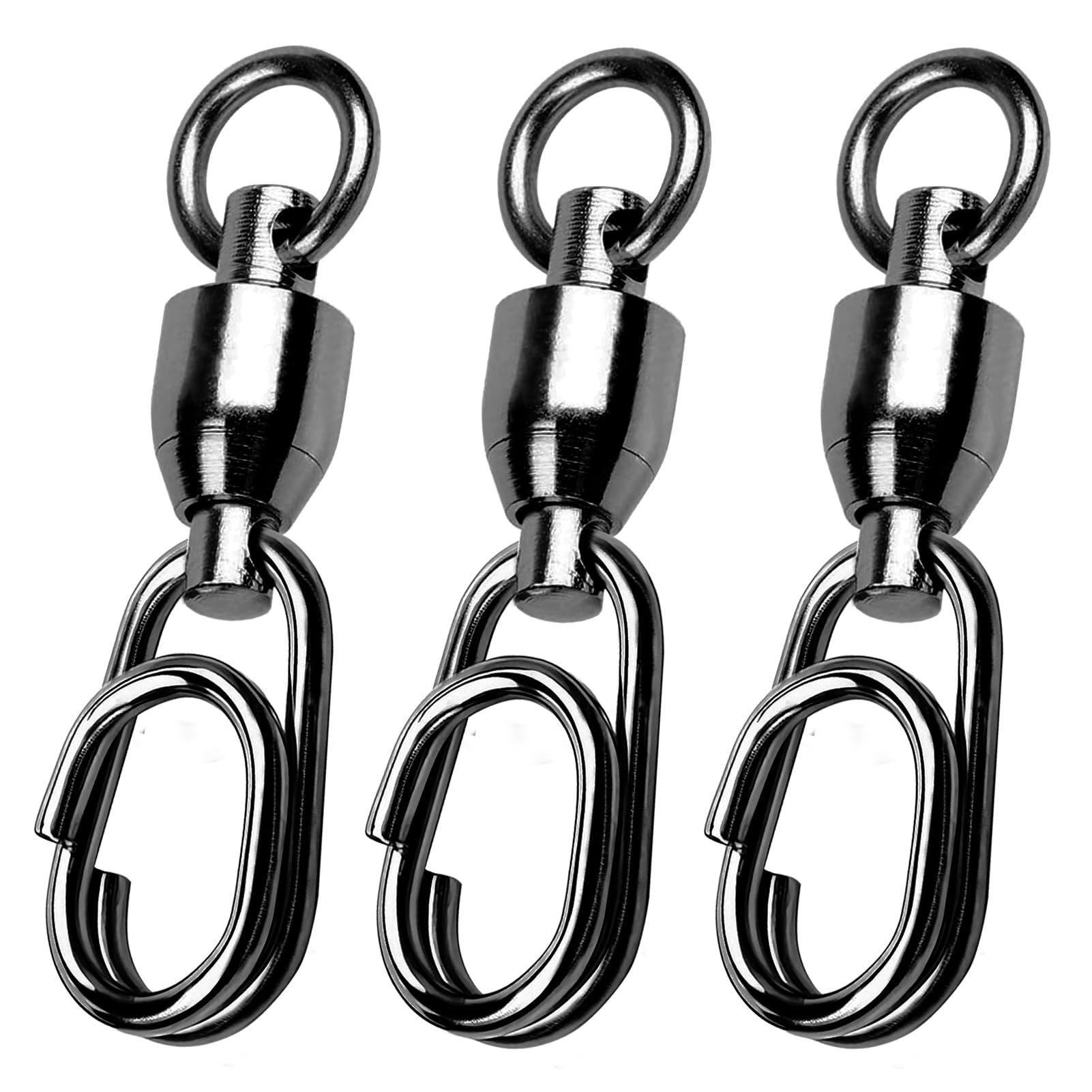 9Tong High Strength Snap Swivels Saltwater Ball Bearing Fishing Swivels Freshwater Stainless Steel Split Rings Fishing 25pcs 70lbs