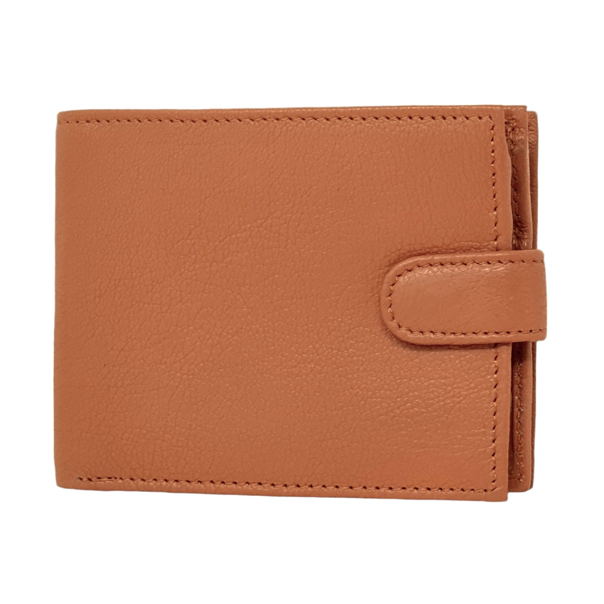 RAS WALLETS Men’s RFID Blocking Real Leather Wallet – Soft Nappa Bifold Purse with Coin Pocket, Zipped Note Section, Cardholder Slots & ID Windows – Classic Slim Design 895 (Tan)