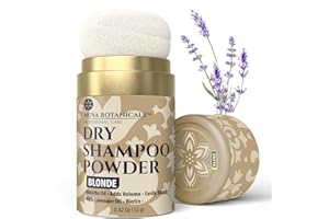 Nuva Botanicals Blonde Non Aerosol Dry Shampoo Powder with Biotin - Lavender Extract and Korean Ginseng - Volumizing Travel Size (0.42 oz) - Gifts for Her Stocking Stuffers