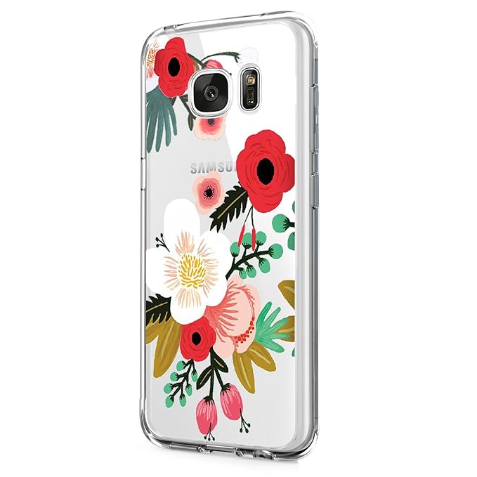 Pacyer kompatibel mit Galaxy S6 Edge Plus Hülle, TPU Silikon Handyhülle Case [Schlank] Liquid Crystal Transparent Blumen Desi