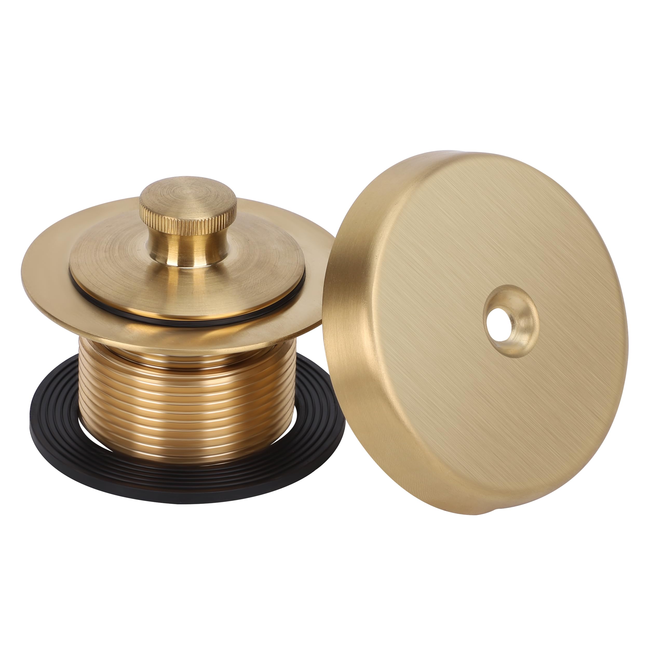 Photo 1 of PRIMSOPH Lift Turn Tub Drain Trim Kit with One Hole Overflow Faceplate Conversion Kit Assembly Universal Fine Coarse Thread Replacement Brushed Gold