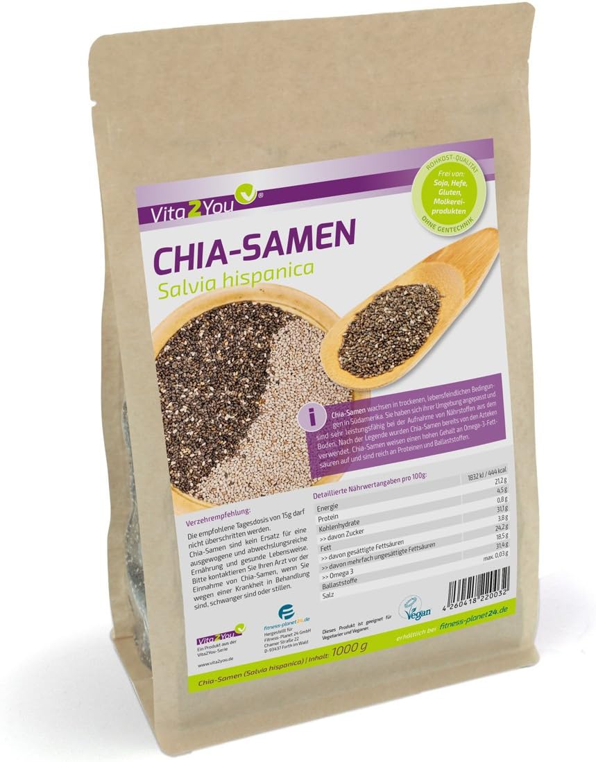 Vita2You Chia Seeds 1kg Bag - Premium Quality - (1000g)