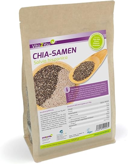 Vita2You Chia semilla - Salvia Hispanica - 1kg Zippbeutel - 1er ...