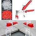 1/8”Tile Leveling System Kit, 600pcs Tile Leveler Spacers Clips+150pcs Reusable Wedges+1pc Tile Pliers for Wall/Floor Tile Adjustment, Leveling Tile System for Ceramic Tile