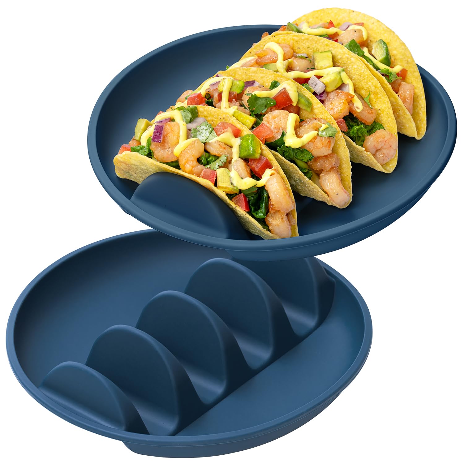 Photo 1 of 2 Pack Silicone Taco Holder Plates with Metal Reinforced Frame, Reusable Taco Holder Silicone Taco Plates for Hard and Soft Tacos, Taco Serving Plates for Party, Dishwasher-Safe Taco Holders Set of 2