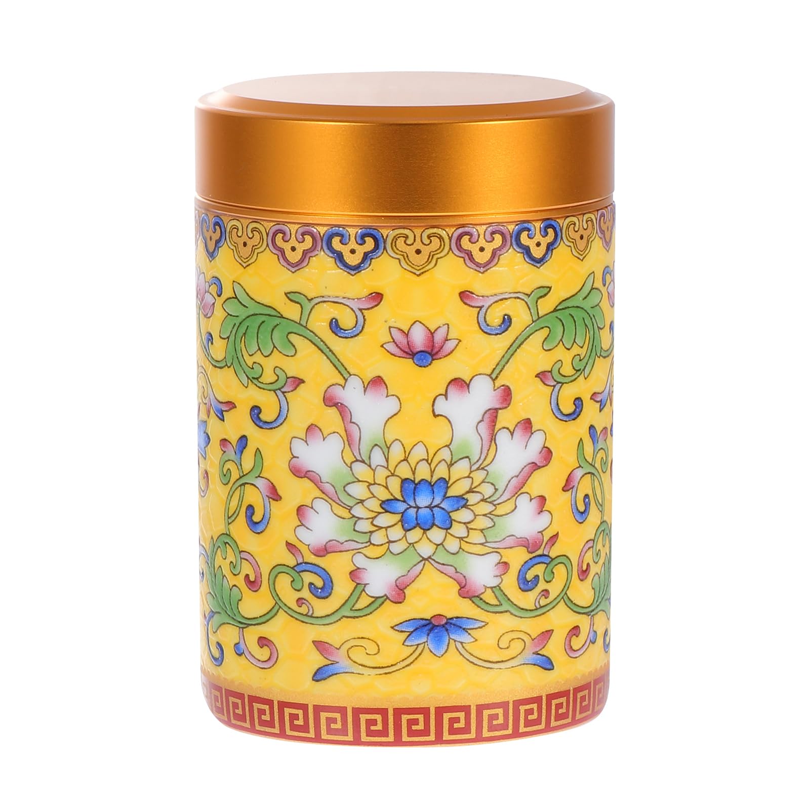 Coffee Container Ceramic Tea Jar Vintage Chinese Style Storage Jars Tea Tins Cans Canister Traditional Tea Sealed Lids for Home Kitchen Dining Decoration Yellow Tea Containers
