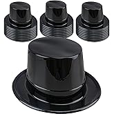 SGBETTER 24 Pcs Adult Black Top Hats Bulk Plastic Magician Hat Dress Up Hat Party Top Hat for Men Women Birthday Costume Party Supplies