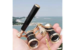 Yourelexit® Opera Glasses Binoculars Lorgnette Theater Optical Glasses Mini Compact Lightweight Built-in Foldable Adjustable Handle with Neck Chain Vintage Adults Kids Women in Musical Concert Cinema
