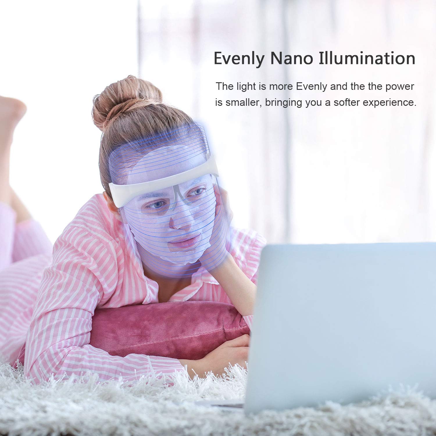 LED Face Mask Light Therapy, 3 Colors Light Therapy Facial Photon Beauty Device for Facial Rejuvenation, Wrinkles Reduction, Anti-Aging : Beauty