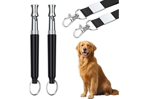 BADAO 2 PCS Dog Whistles,Professional Recall Dog Training Whistle with Lanyard,Adjustable Ultrasonic Silent Dog Recall Whistles,Dog Whistle to Stop Barking Neighbors Dog,Dog Barking Stopper (Black+Black)