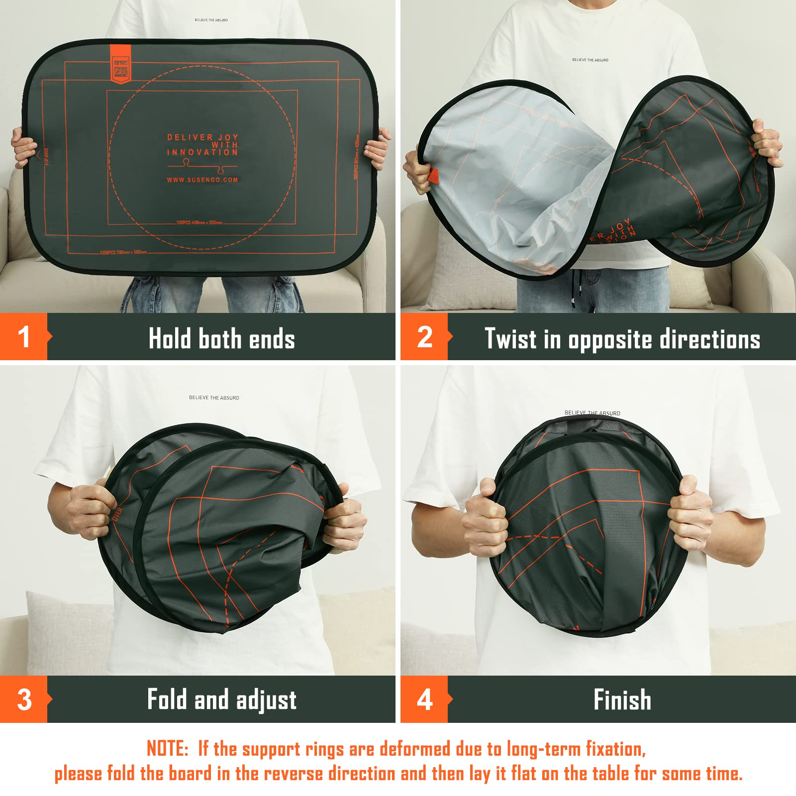 HXMARS Foldable Jigsaw Puzzle Board: Large Portable 1000 Piece Puzzle Mat with Sorter Trays, Storage Saver for 500 & 1000 Pieces, Storage Bag (Grey)