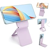 Phone Stand, Foldable Magnetic Phone Tripod, Angle Adjustment & Strong Magnets PU Leather Phone Stand, Compatible with All Smart Phone 16/15/14/13/12 (Purple)