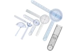 Lexziuo 6PCS Goniometer, 180 & 360 Degree Transparent PVC Angle Ruler and Protractor for Physical Therapy, ROM Orthopedic Mea