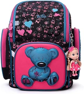 Ergonomischer Schulranzen Mädchen 1-4.Klasse,Kinder Rucksack Mädchen Schulrucksack Kleinkind Rucksack mit Brust,28x17x37cm