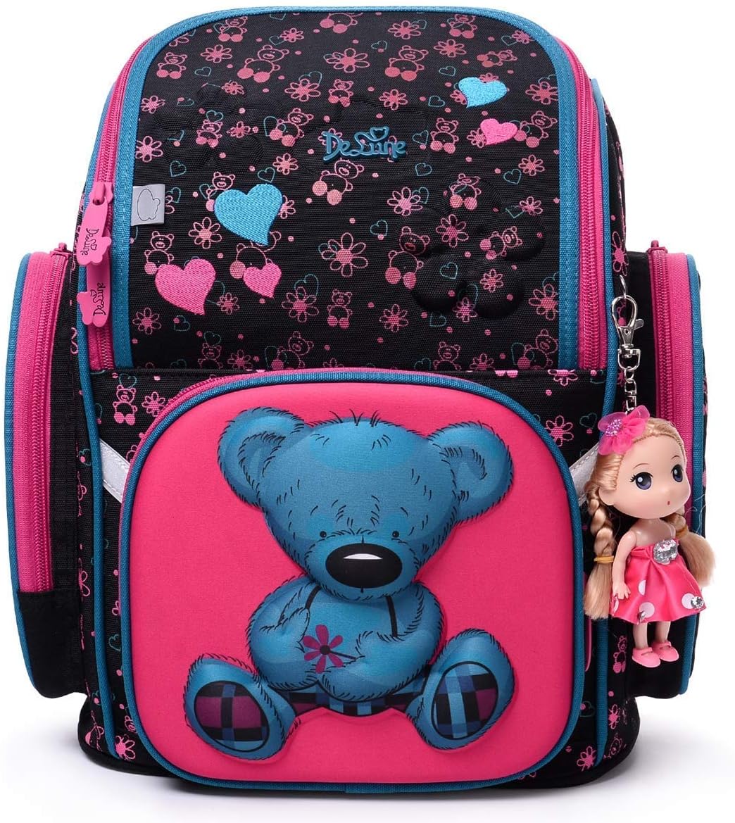 Ergonomischer Schulranzen Mädchen 1-4.Klasse,Kinder Rucksack Mädchen Schulrucksack Kleinkind Rucksack mit Brust,28x17x37cm