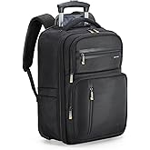 Ponhog Rolling Backpack with Wheels, Airline Approved Travel Backpack for Men Women, Carry On Laptop Bag Fits 15.6 Inch Laptop, Black