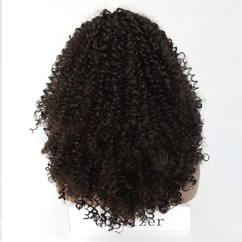 QD Tizer Afro Locken Perücke Synthetik keine Spitzenhaube QD Tizer Afro Locken Perücke Synthetik keine Spitzenhaube mit Seide Dichte 61 cm Schwarz Amazon Beauty