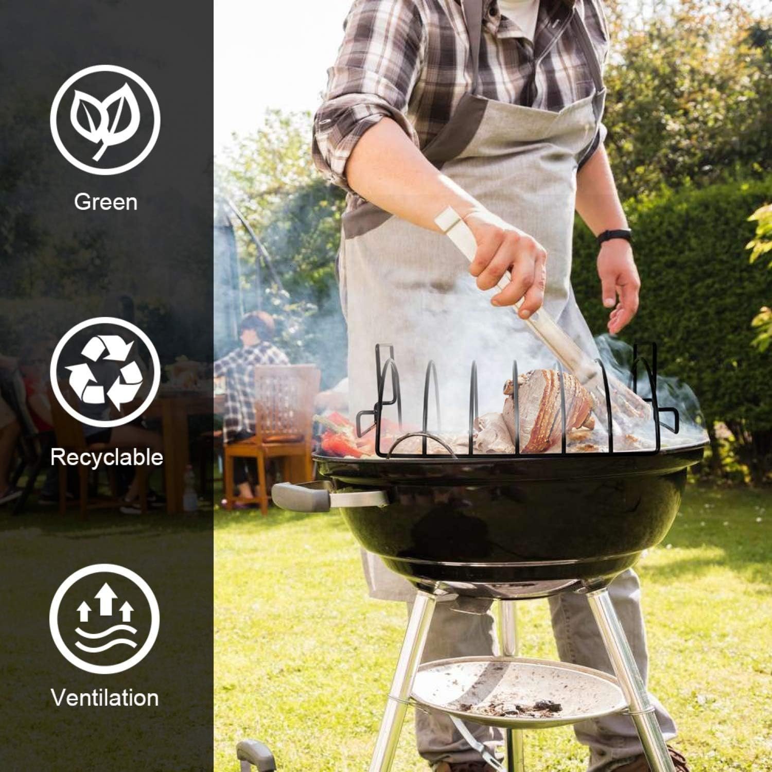 Gonioa Rib Rack for Grilling, Non-Stick Metal BBQ Tools Steak Holders with 2 Handle Rack Grill Stand Roasting BBQ Rib Rack Kitchen Outdoor Barbecue Accessories : Garden & Outdoor