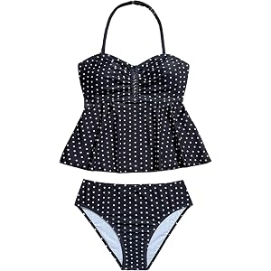 SHENHE Girl's 2 Piece Halter High Waisted Swimsuit Bathing Suit Bikini Sets | Ruffle,Tankini Swimsuit, Bathing Suit