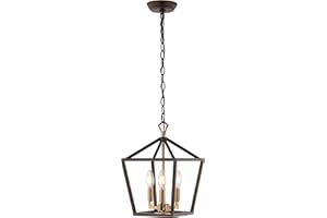 JONATHAN Y JYL7601D Pagoda 10" 3-Light Iron Classic Modern Lantern Bohemian, Cottage, Farmhouse, Rustic, Transitional LED Pendant, Oil Rubbed Bronze/Brass Gold