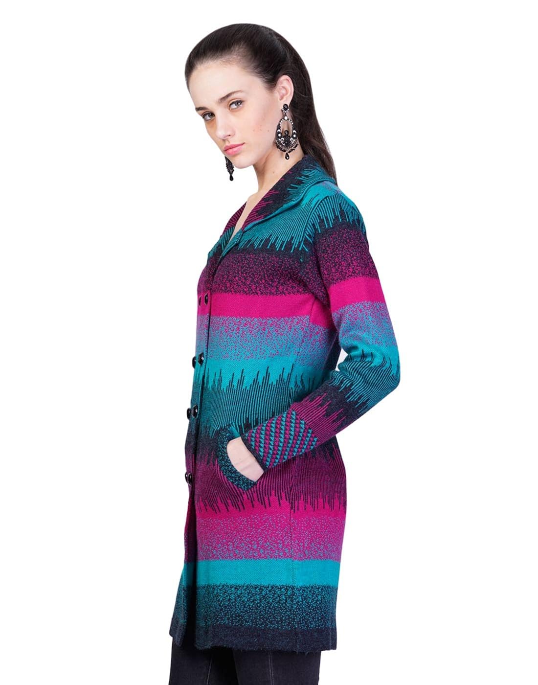 montrex acro wool winter long coat for women, girls (turquoise)